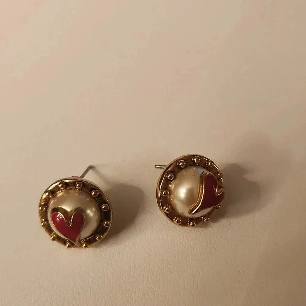 Betsy Johnson Love Fashion Pearl Stud Earrings